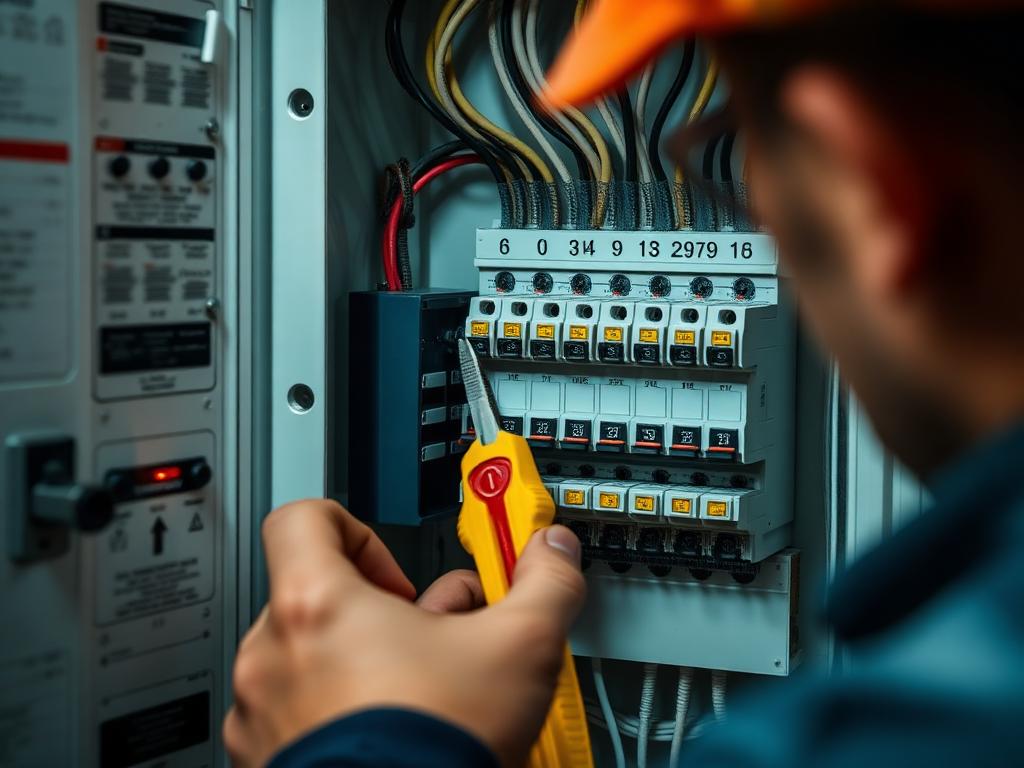 Electrician working on consumer unit
